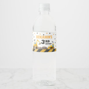 Boy Construction Party Water Bottle Labels
