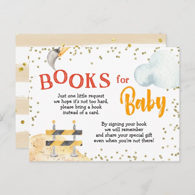 Boy Construction Yellow Truck Books For Baby Invitation Postcard (Front/Back)