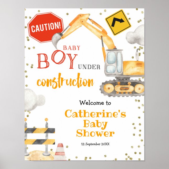 Boy Construction Yellow Truck welcome sign (Front)