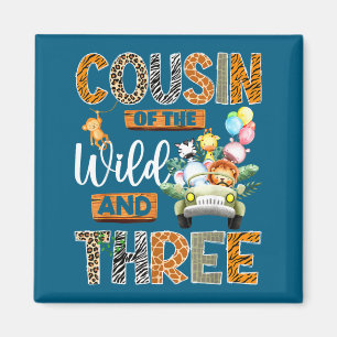 Boy Cousin Wild 3rd Birthday Safari Magnet