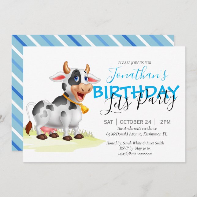   Boy Cow party  invitation (Front/Back)