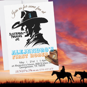  Boy Cowboy Birthday Invitation, Editable My 1st  Invitation