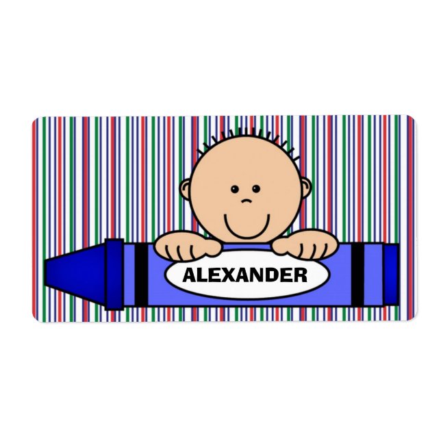 Boy Crayon School Supply Label (Front)