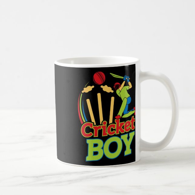 Boy Cricket Player Design For Athletes - Cricket G Coffee Mug (Right)