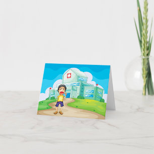 Boy Crying Outside The Hospital Thank You Card