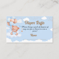 Boy cuddly bear diaper raffle tickets