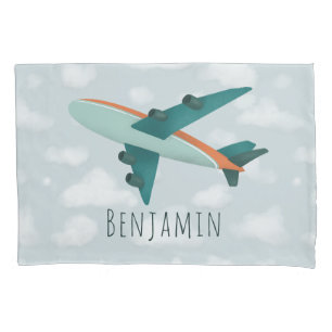 Boy Cute and Modern Blue Airplane Kids Pillowcase