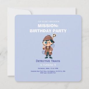Boy Cute Detective Birthday Invitation