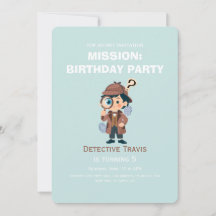 Boy Cute Detective Birthday Invitation