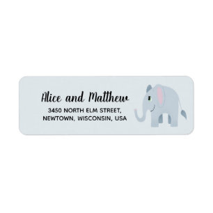 Boy Cute Elephant Baby Shower Return Address Label