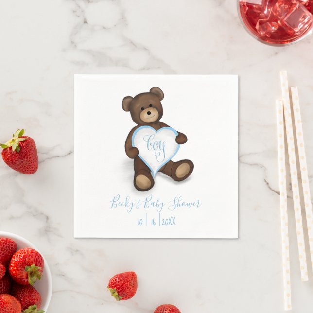Boy Cute Vintage Bear Stuffed Animal Napkin (Insitu)