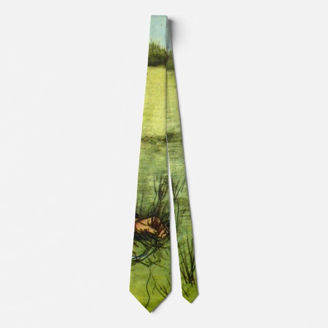 Boy Cutting Grass with Sickle by Vincent van Gogh Tie (Front)