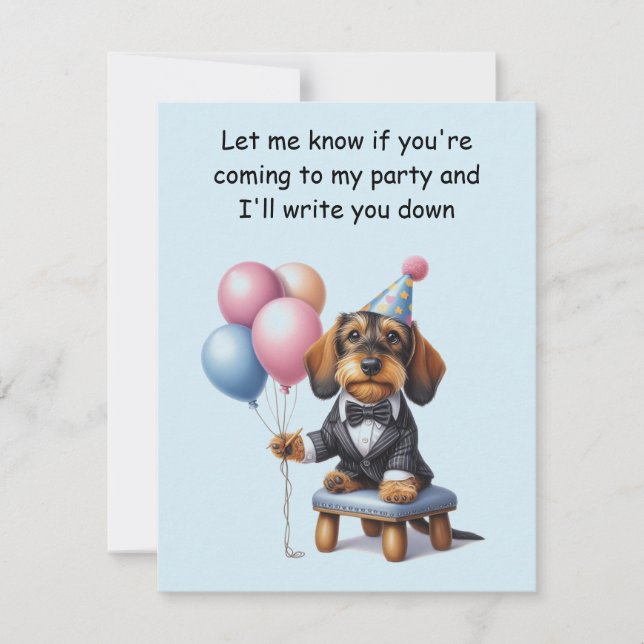 Boy Dachshund Birthday Party Invitation (Front)