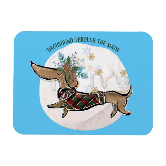 Boy Dachshund Through The Snow Magnet (Horizontal)