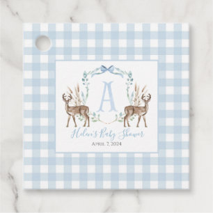 Boy Deer Blue Gingham Favour Tags