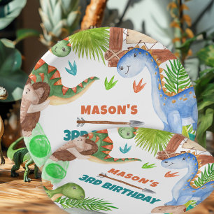 Boy Dinosaur 3rd Birthday Party Paper Plate