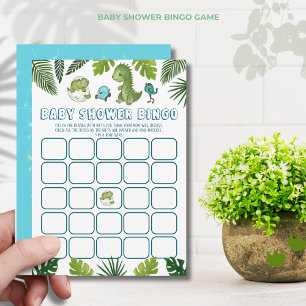 Boy Dinosaur Baby Shower Bingo Game - Gift Opening Invitation