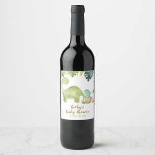 Boy Dinosaur Baby Shower Bottle Label