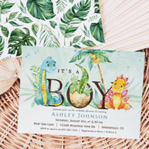 Boy Dinosaur Baby Shower Invitation