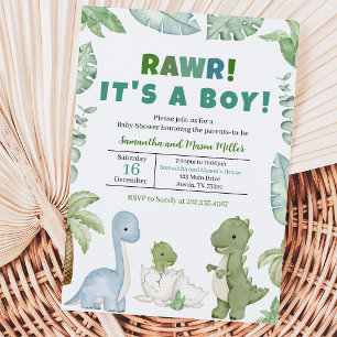 Boy Dinosaur Baby Shower Invitation