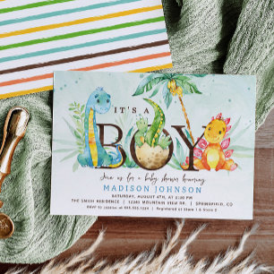 Boy Dinosaur Baby Shower Invitation