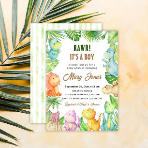 Boy Dinosaur Baby Shower Invitation