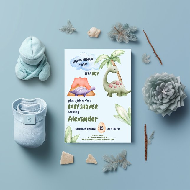 Boy Dinosaur Baby Shower Invitation (Creator Uploaded)