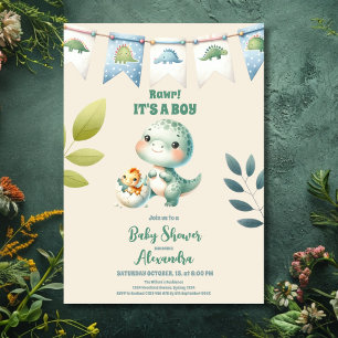 Boy Dinosaur Baby Shower Invitation