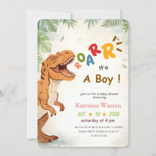 Boy Dinosaur Dino Baby Shower Invitation