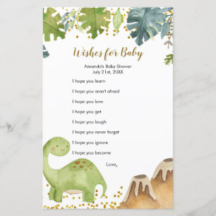 Boy Dinosaur Greenery Wishes for Baby Game
