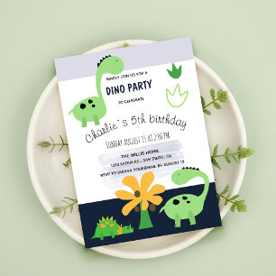 Boy Dinosaur Jurassic Birthday Party Announcement