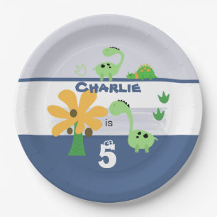 Boy Dinosaur Jurassic Birthday Party Paper Plate