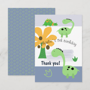 Boy Dinosaur Jurassic Birthday Party Thank You Card