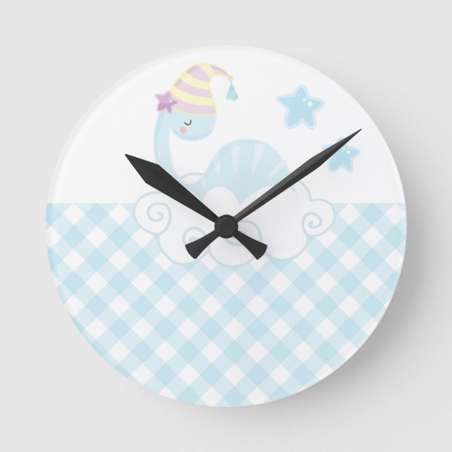 Boy Dinosaur Sleeping   Round Clock (Front)