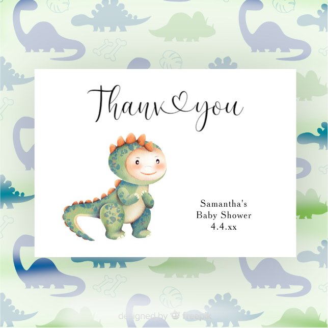 Boy dinosaur Thank you baby shower  Card (Creator Uploaded)