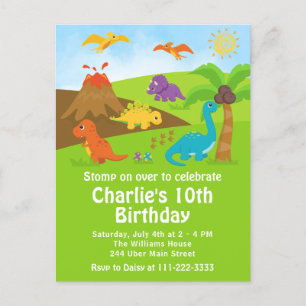 Boy Dinosaurs Birthday Party Postcard