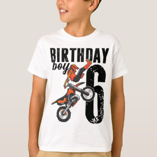 Boy Dirt Bike 6th Birthday Party Motocross 6 Years T-Shirt
