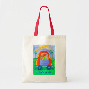Boy Dog Car Custom Name Tote Bag