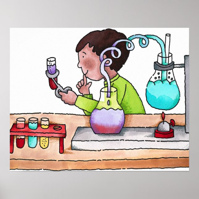 Boy Doing Science Experiment Poster (Front)