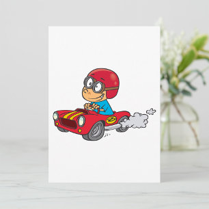 Boy Driving Red Race Car Invitation