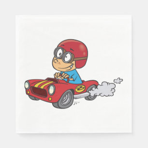 Boy Driving Red Race Car Napkin