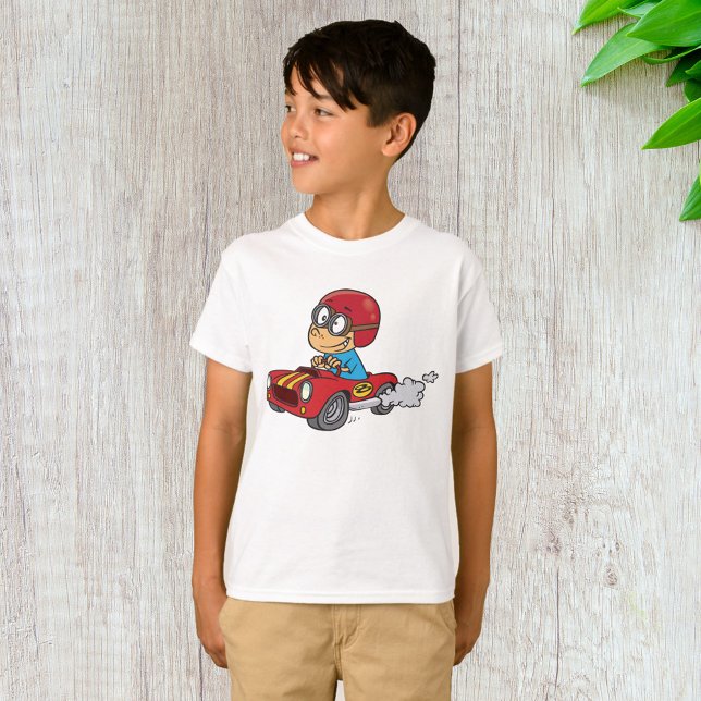 Boy Driving Red Race Car T-Shirt (Creator Uploaded)