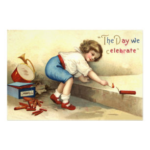 Boy Drum Bugle Fireworks Firecracker Photo Print