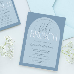 Boy Dusty Blue Baby Brunch Baby Shower Invitation