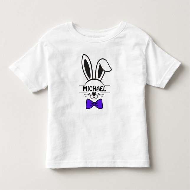 Boy Easter Bunny Face With Bow Tie Toddler T-shirt (Front)