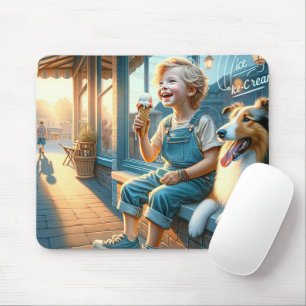 Boy Eating Ice Cream Cone Mouse Pad