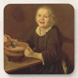 Boy eating Porridge (oil on canvas) Coaster