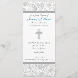 Boy Elegant Cross Christening Invitations