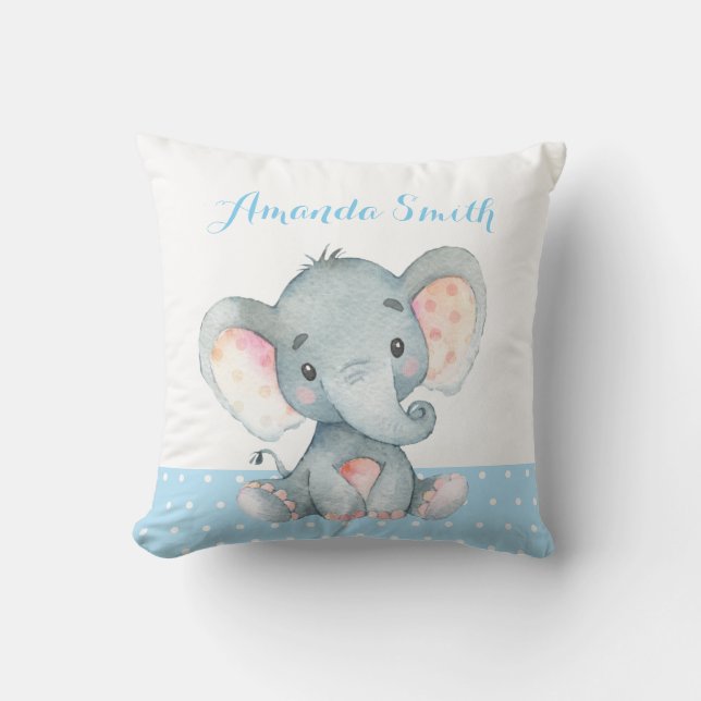 Boy Elephant Baby Blue Cushion (Front)