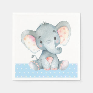 Boy Elephant Baby Shower Blue Napkins